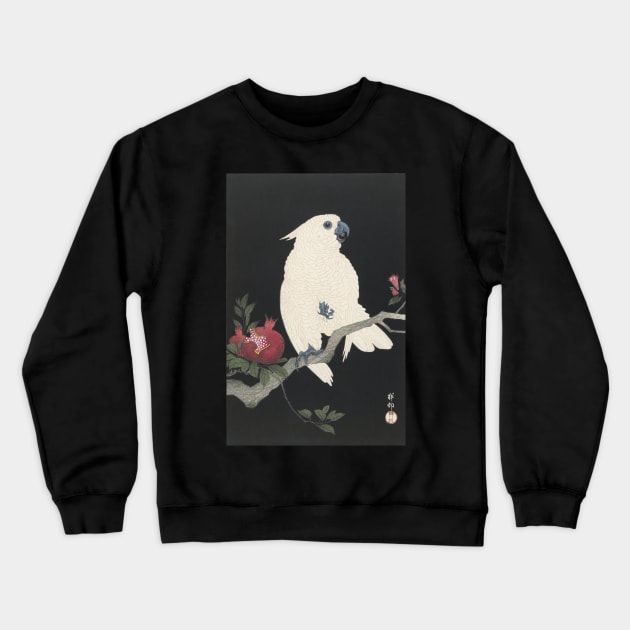 Cockatoo on Pomegranate by Koson Ohara Crewneck Sweatshirt by topower